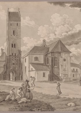 Widok kościoła Nawiedzenia Najświętszej Marii Panny od strony cmentarza