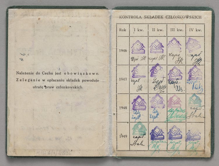 Legitymacja członkowska Edwarda Manitiusa