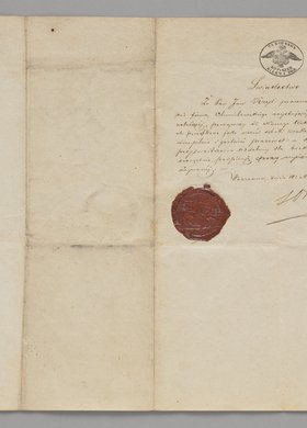 Świadectwo pracy wystawione zecerowi Janowi Krytowi przez Samuela Orgelbranda