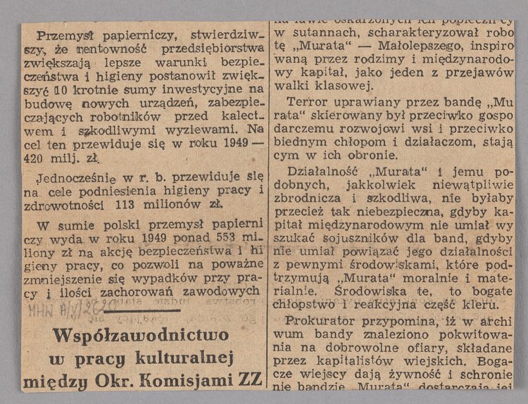 Wycinek z gazety z fotografią Jerzego Chojnackiego