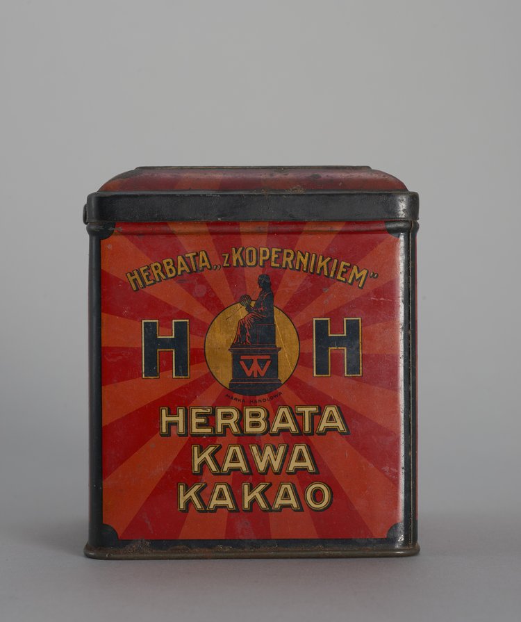 Puszka po herbacie "z Kopernikiem"