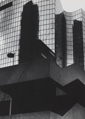 View of the glass facade of a Modernist building