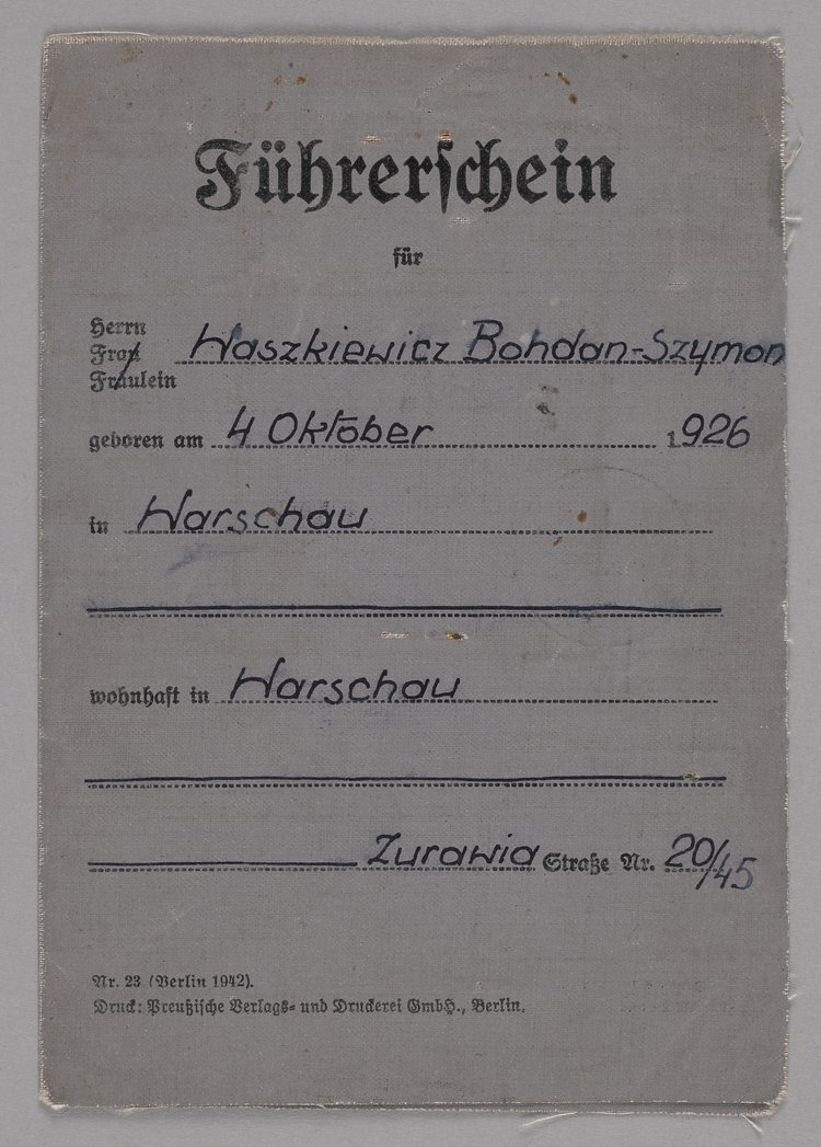 Führerschein/Prawo jazdy wystawione Bohdanowi Szymonowi Waszkiewiczowi