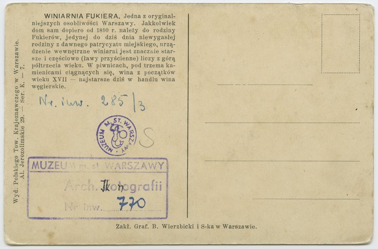 Wnętrze winiarni Fukiera w kamienicy przy Rynku Starego Miasta 27