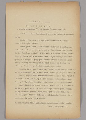 Odpis komunikatu z "Dziennika Urzędowego Ministerstwa Spraw Zagranicznych", Rok XIV, Nr 23 w sprawie wydawnictwa "Księga Ku Czci Poległych Lotników"
