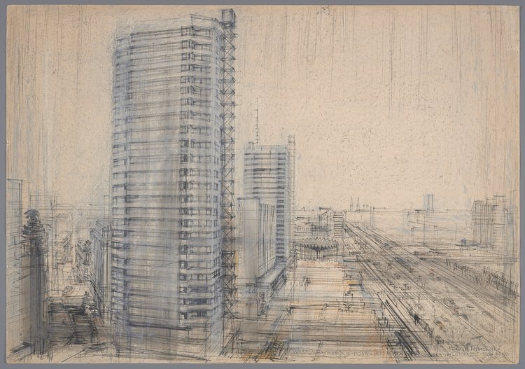 Warszawa wysokie domy ulica Marszałkowska w listopadzie 1964 r.