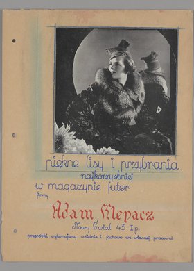 Reklama Magazynu Futer Adama Klepacza w Warszawie