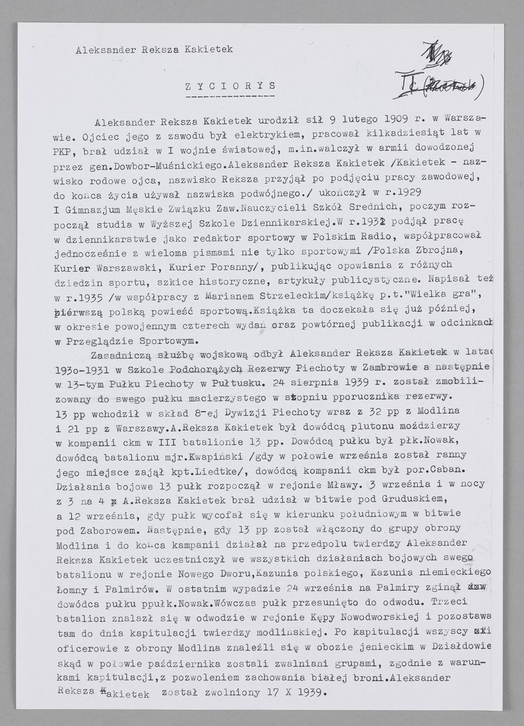 Skrócony życiorys dziennikarza sportowego Aleksandra Rekszy - Kakietka