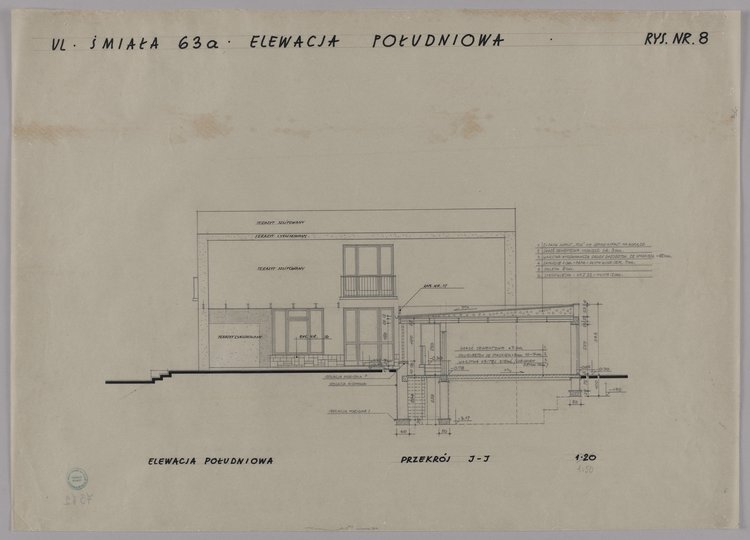 Dom dwurodzinny, ul. Śmiała 63a, elewacja południowa