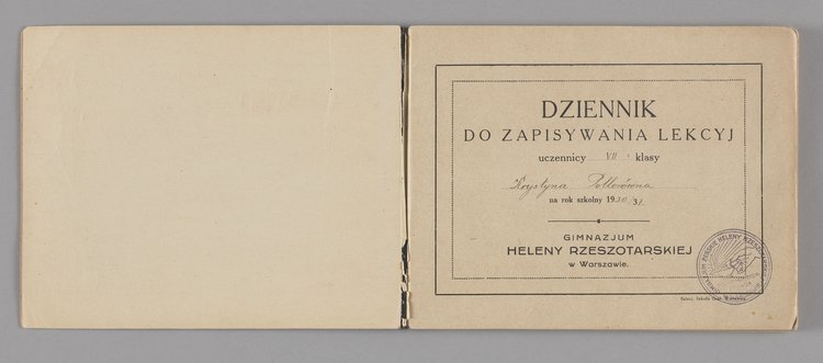 Dziennik uczennicy VII. klasy Krystyny Pollerówny