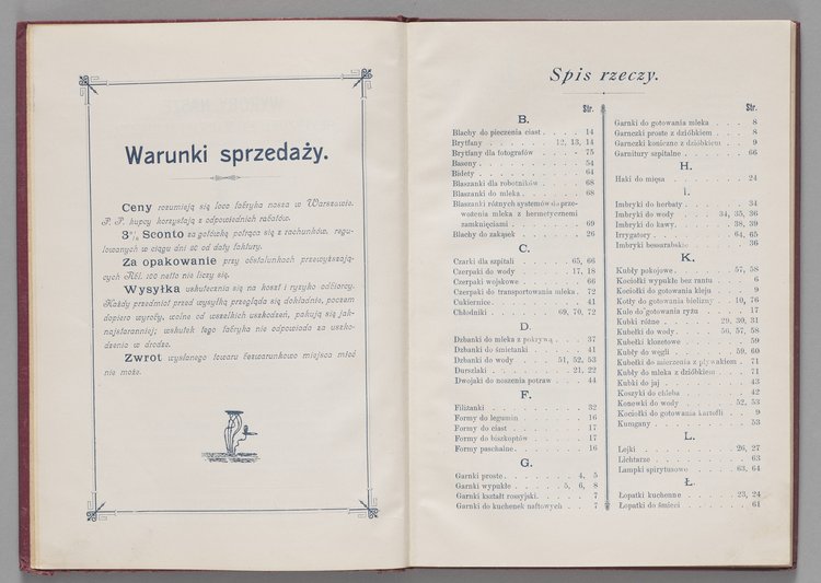 Katalog i cennik wyrobów kuchennych Towarzystwa Akcyjnego Emaljerni i Warsztatów w Warszawie "Labor"