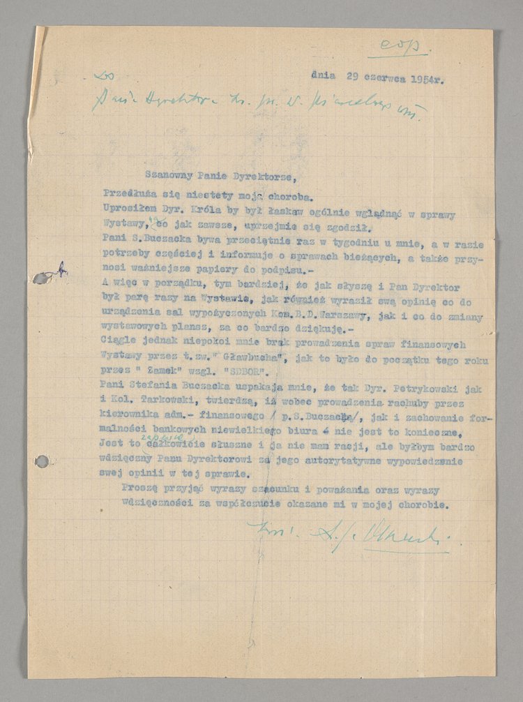 Pismo wysłane przez Antoniego Olszewskiego