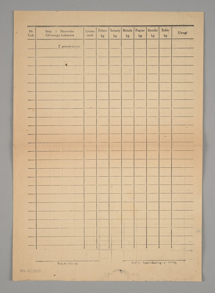 Kontyngent na starzyznę i odpadki za I tercjał 1944 r.