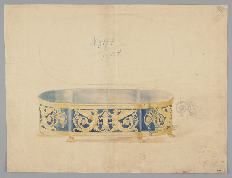 Projekt żardiniery w stylu empire z kobaltowym wkładem