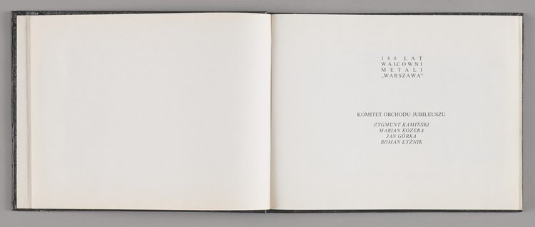 Księga upamiętniająca jubileusz 180 lat istnienia Walcowni Metali "Warszawa"