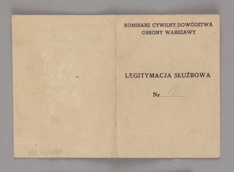 Legitymacja służbowa porucznika inżyniera Antoniego Olszewskiego