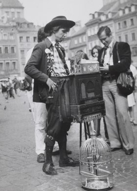 Barrel organ player in the Old Town Market Square