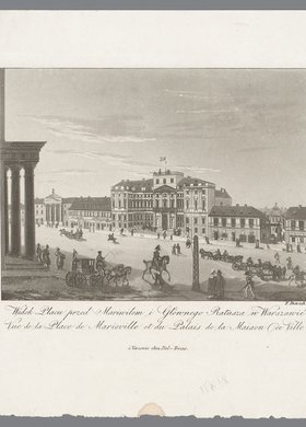 Widok placu przed Marywilem i głównego Ratusza