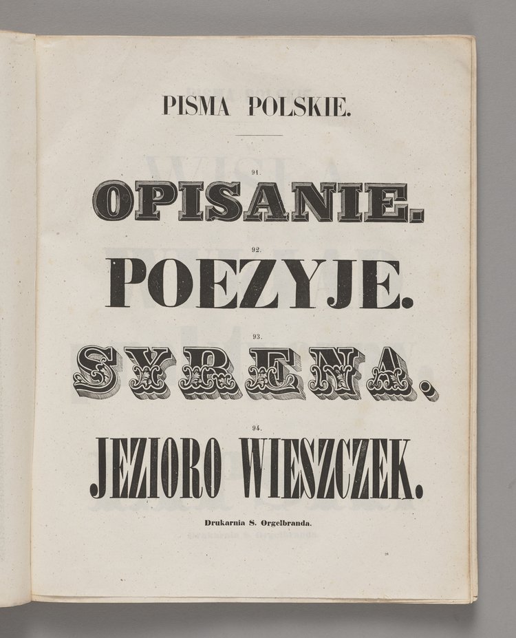 Wzory pism i ozdób drukarni S. Orgelbranda w Warszawie