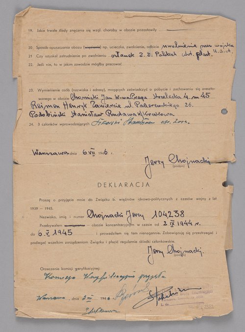 Kwestionariusz Jerzego Chojnackiego