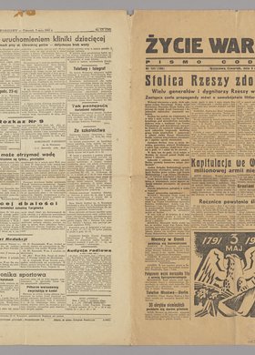 Gazeta p.t. "Życie Warszawy. Pismo codzienne", R. 2, nr 121 z 3 maja 1945 r.
