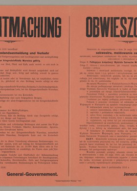 Bekanntmachung / Obwieszczenie o sekwestrze, meldowaniu zapasów i obrocie surowcami i materiałami niezbędnymi dla ruchu