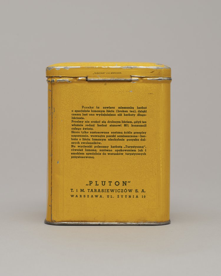 Puszka po herbacie firmy Pluton