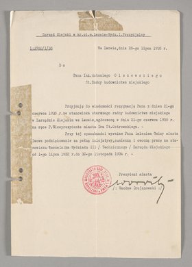 Pismo skierowane do Antoniego Olszewskiego