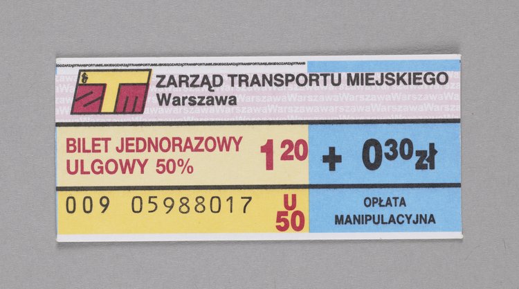 Bilet jednorazowy ulgowy (50%) z dołączoną opłatą manipulacyjną