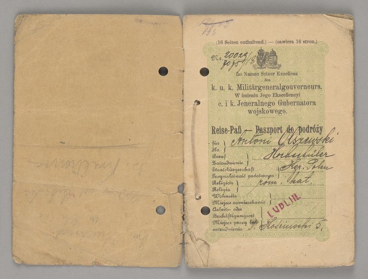 Paszport podróży wydany Antoniemu Olszewskiemu