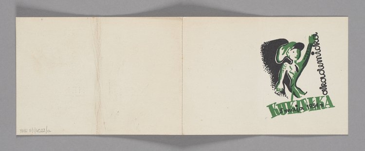 Zaproszenie na otwarcie Teatru Kukiełek - na spektakl p.t. 'Kukiełka akademicka' w Klubie Kolonii Akademickiej w Warszawie z załączoną kartą z programem, wysłane Janowi Tadeuszowi Nałęcz - Lipce