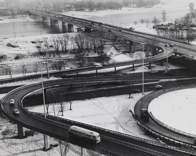 Łazienkowski Bridge and fragment of Łazienkowska Thoroughfare
