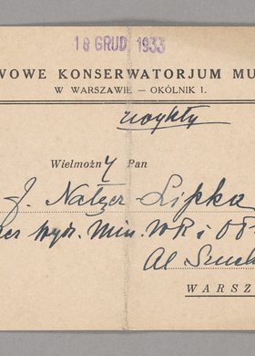 Zaproszenie na produkcję uczniów Państwowego Konserwatorium Muzycznego w Warszawie