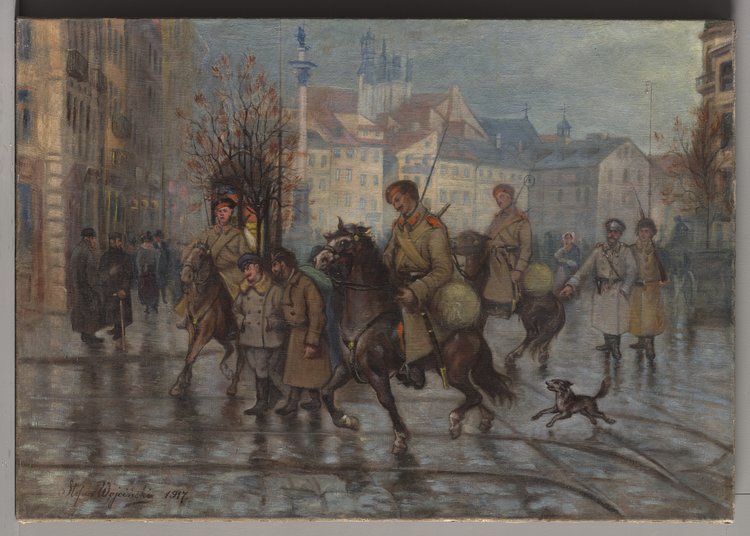 Patrol rosyjski na placu Zamkowym w 1905 roku
