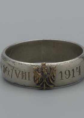 Obrączka z napisem: Legiony Polskie, 16 VIII 1914