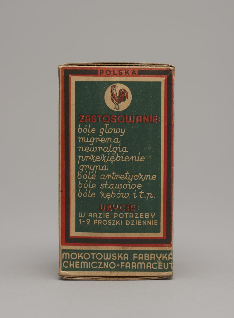 Pudełko firmowe po proszkach z kogutkiem