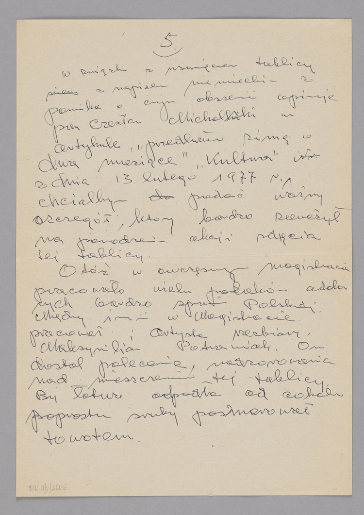 List wysłany przez Jerzego Chojnackiego do redaktora czasopisma p.t. "Kultura"