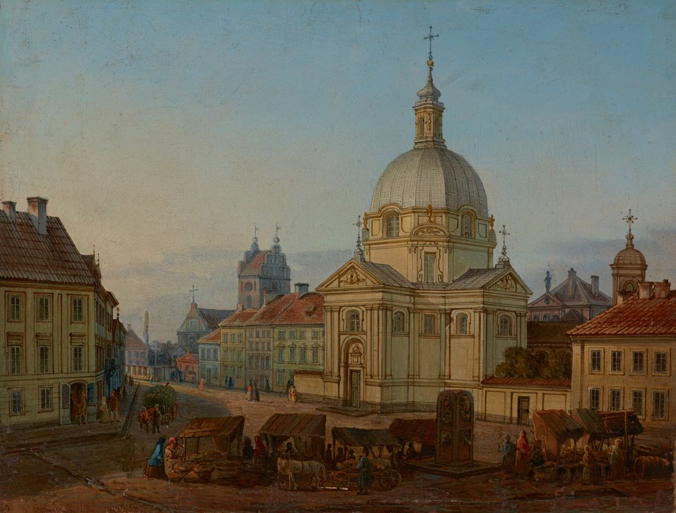 Rynek Nowego Miasta z kościołem Sakramentek, Jan Seydlitz, 1858