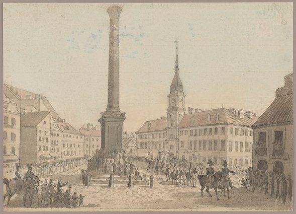 Plac Zamkowy podczas pogrzebu cesarza Aleksandra I w 1825 r.