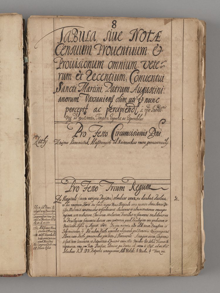 Tabula Censum-Księga ze sprawami ekonomicznymi Warszawskich Ojców Augustianów p.w. św. Marcina