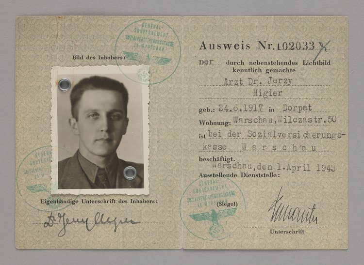 Personalausweis für Nichtdeutsche/Dowód tożsamości dla nie Niemców lekarza Jerzego Higiera
