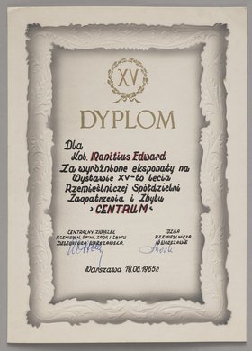 Dyplom nadany Edwardowi Manitiusowi