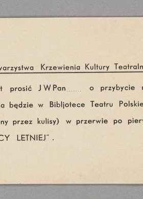 Zaproszenie na herbatę po spektaklu p.t. "Sen nocy letniej" Williama Shakespeare'a