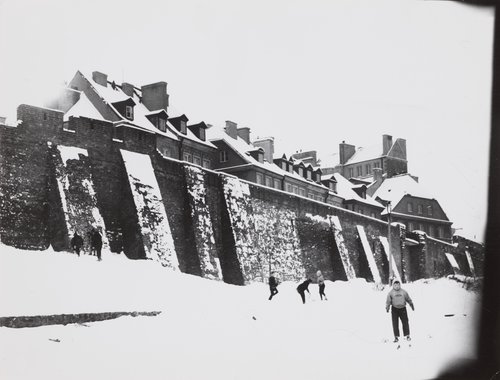 Playing in snow by the defensive walls of the Old Town