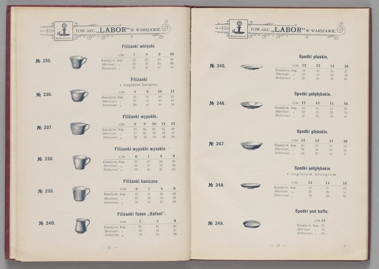 Katalog i cennik wyrobów kuchennych Towarzystwa Akcyjnego Emaljerni i Warsztatów w Warszawie "Labor"