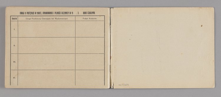 Dziennik uczennicy VII. klasy Krystyny Pollerówny