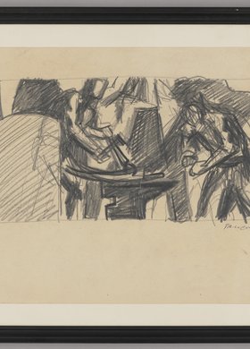 Szkic do obrazu Kucie kos