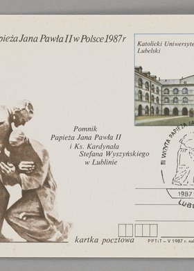 Pocztówka wydana z okazji III. wizyty papieża św. Jana Pawła II w Polsce w 1987 r.