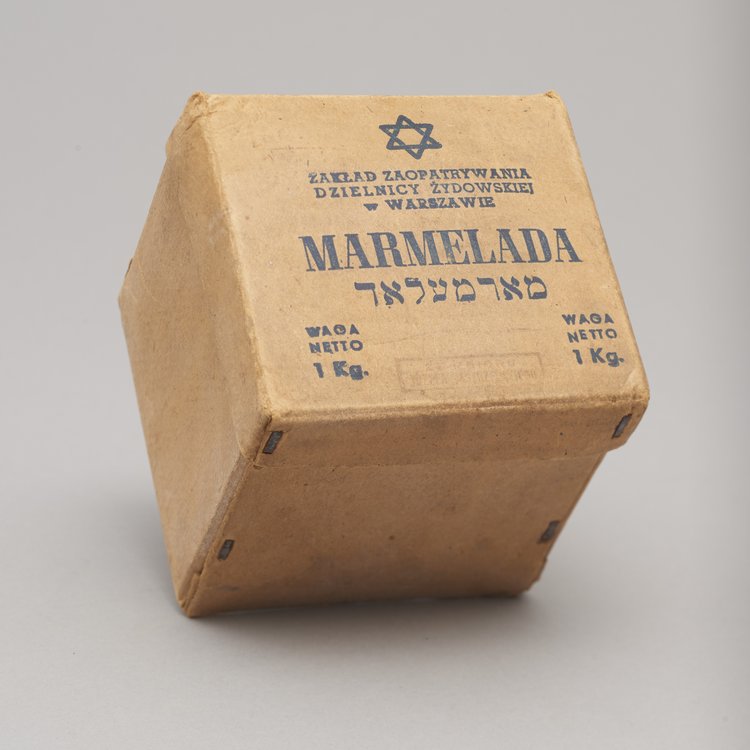 Pudełko po marmeladzie Zakładu Zaopatrywania Dzielnicy Żydowskiej