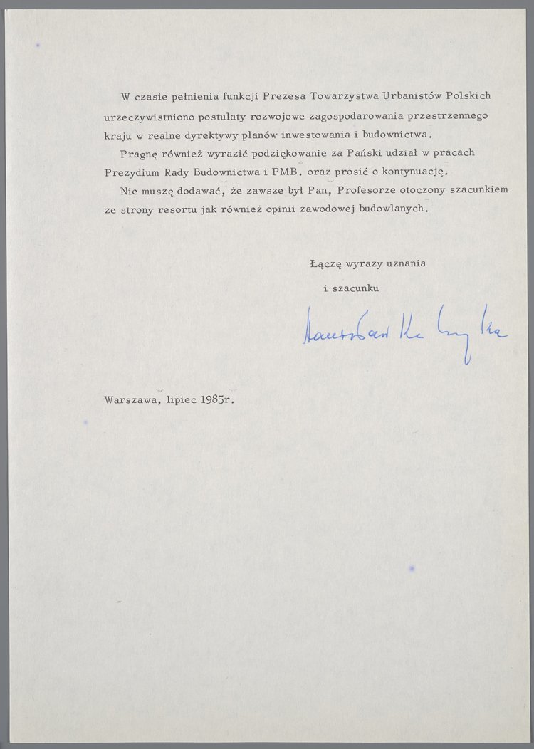 Pismo wysłane przez ministra Stanisława Kukurykę w okładce i teczce